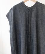 コットンリネン平織デニム　2wayワンピース